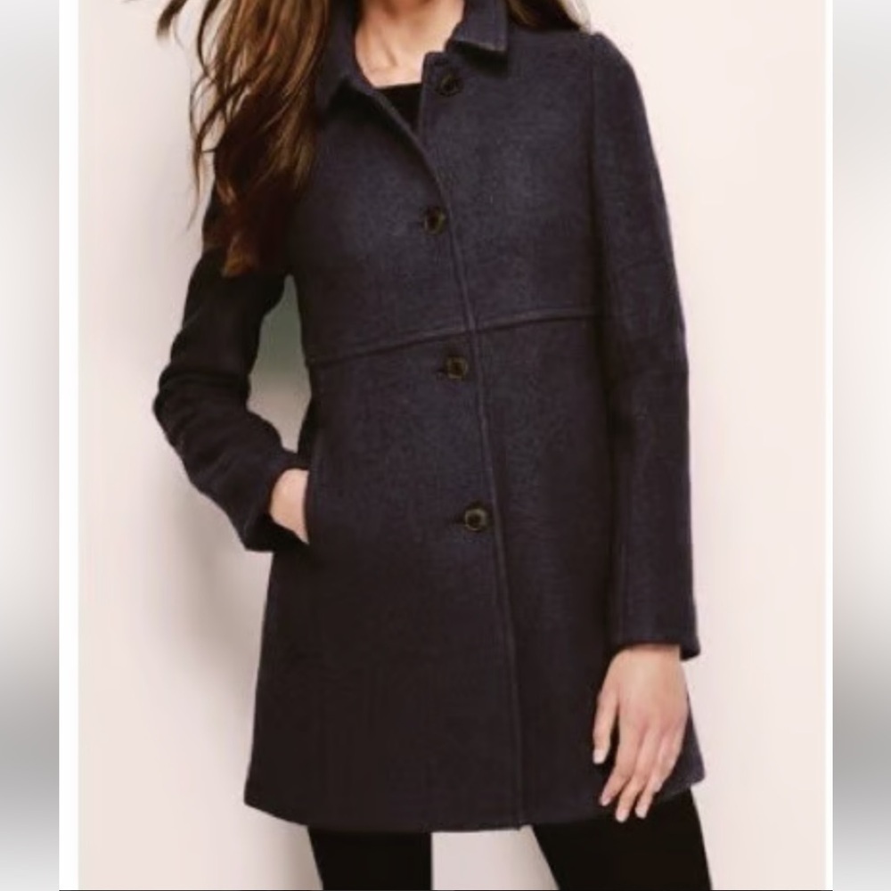 Lands' End Women's Boiled Wool Black Pea Coat
Size 2P